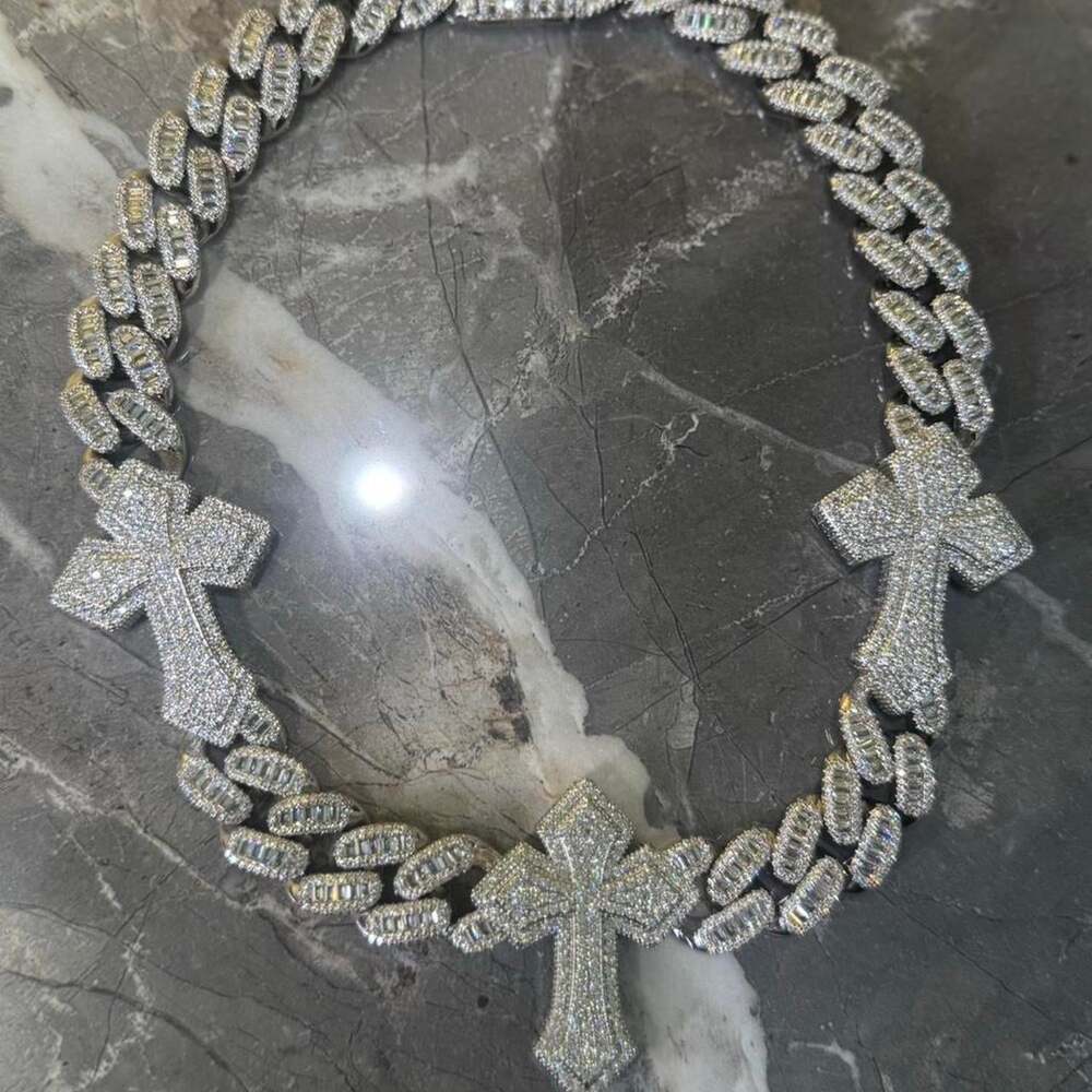 Silver Baguette Cross Necklace – 20 Inch - Picture 6 of 8